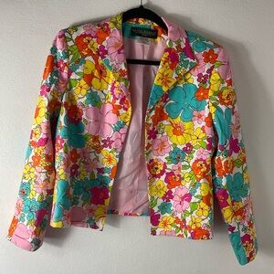 Harve’ Bernard Flower Power Floral Open Blazer Sz 10p Petites